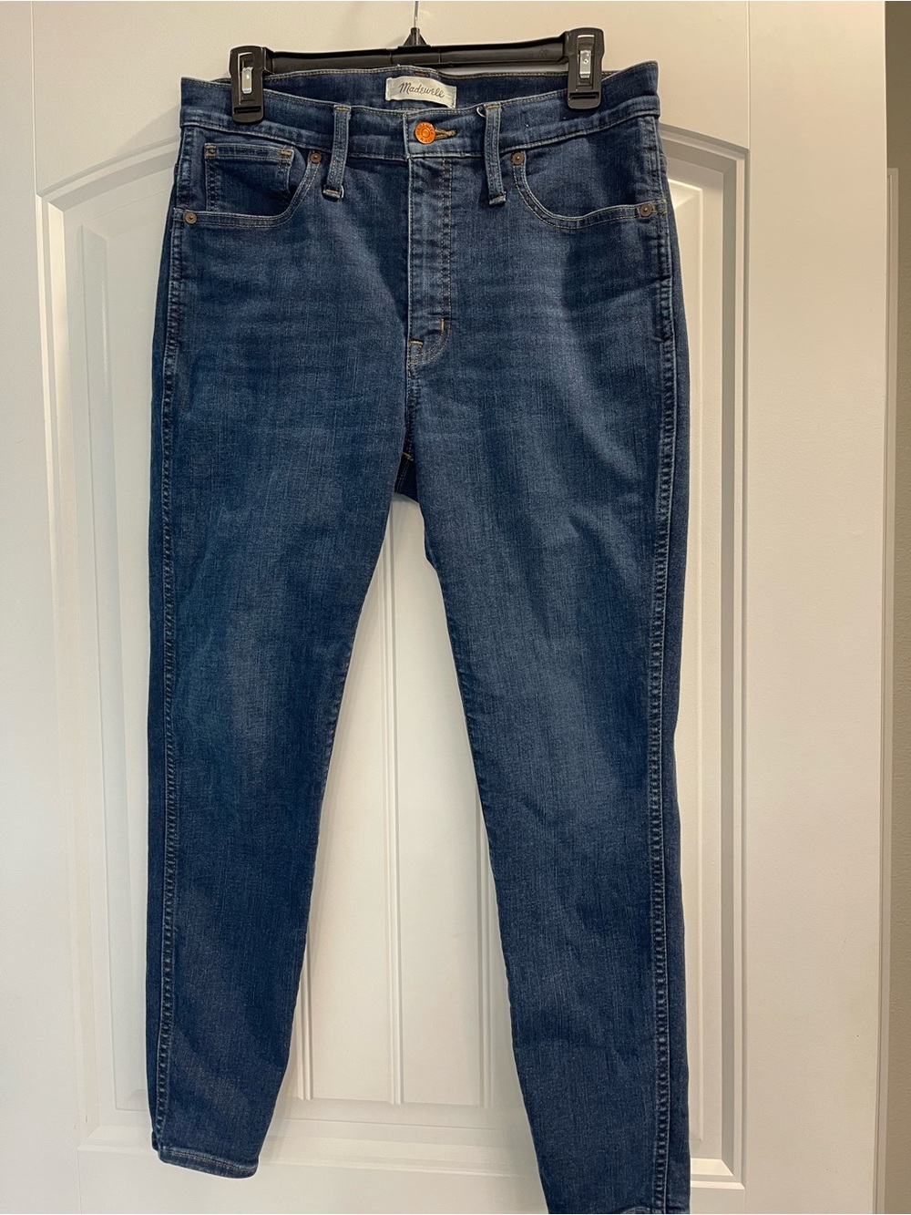 Madewell High Rise Skinny Jeans Women's 30P Blue Dark Wash 10" Rise Denim Pants